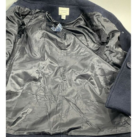 NWT Forever 21 Navy Blue Wool Blend Button Front Car Coat Jacket S Small - Picture 5 of 9